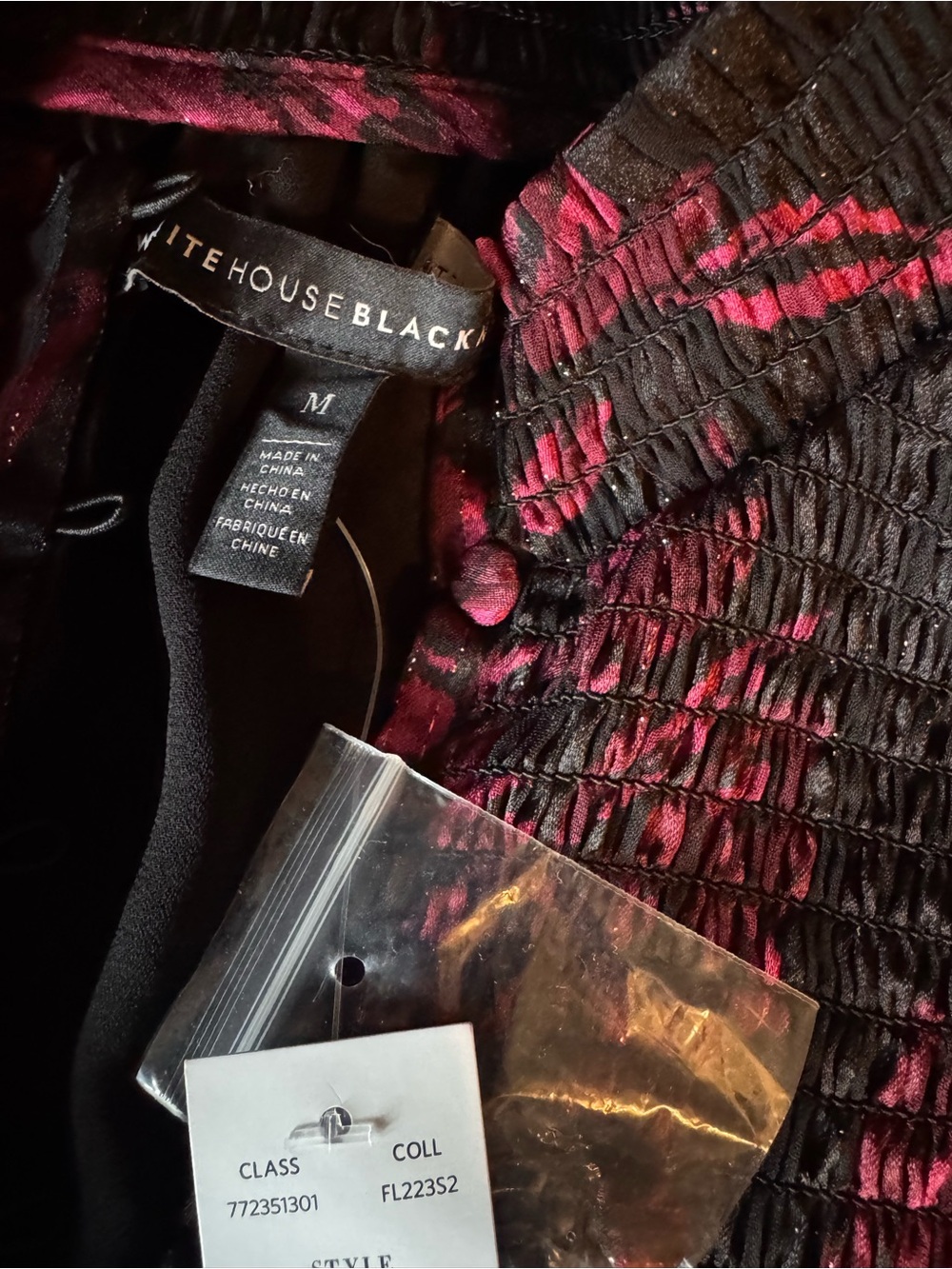 White House Black Market Black Midi Dress with Magenta Floral Print - Picture 12 of 14